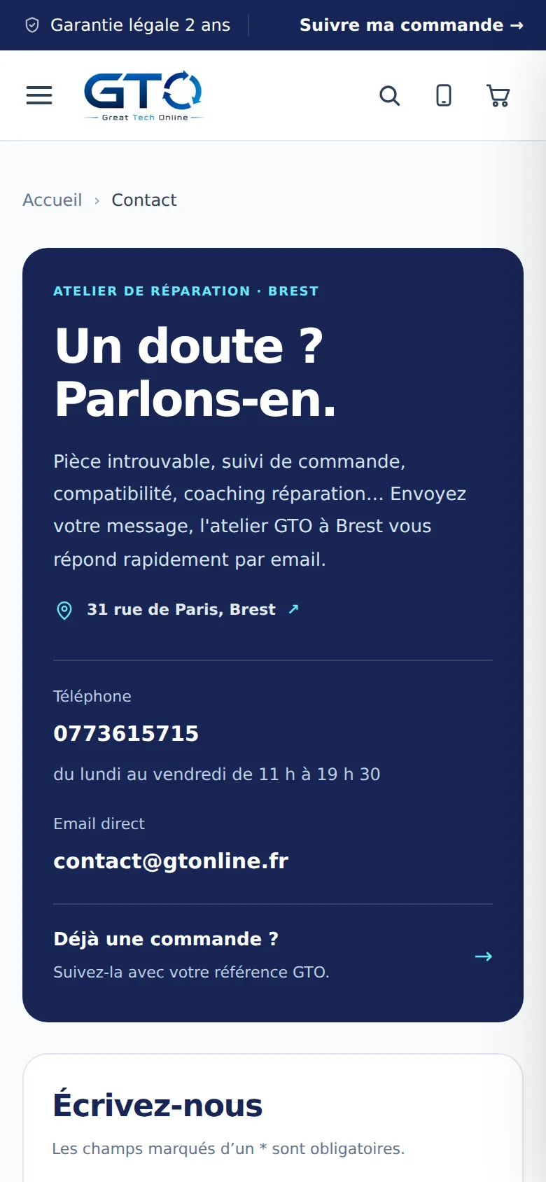 Contact sur téléphone