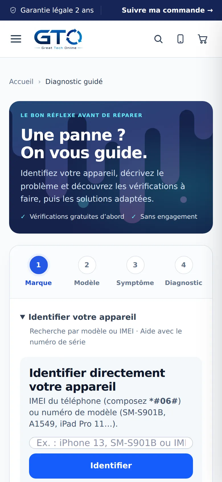 Diagnostic guidé sur téléphone
