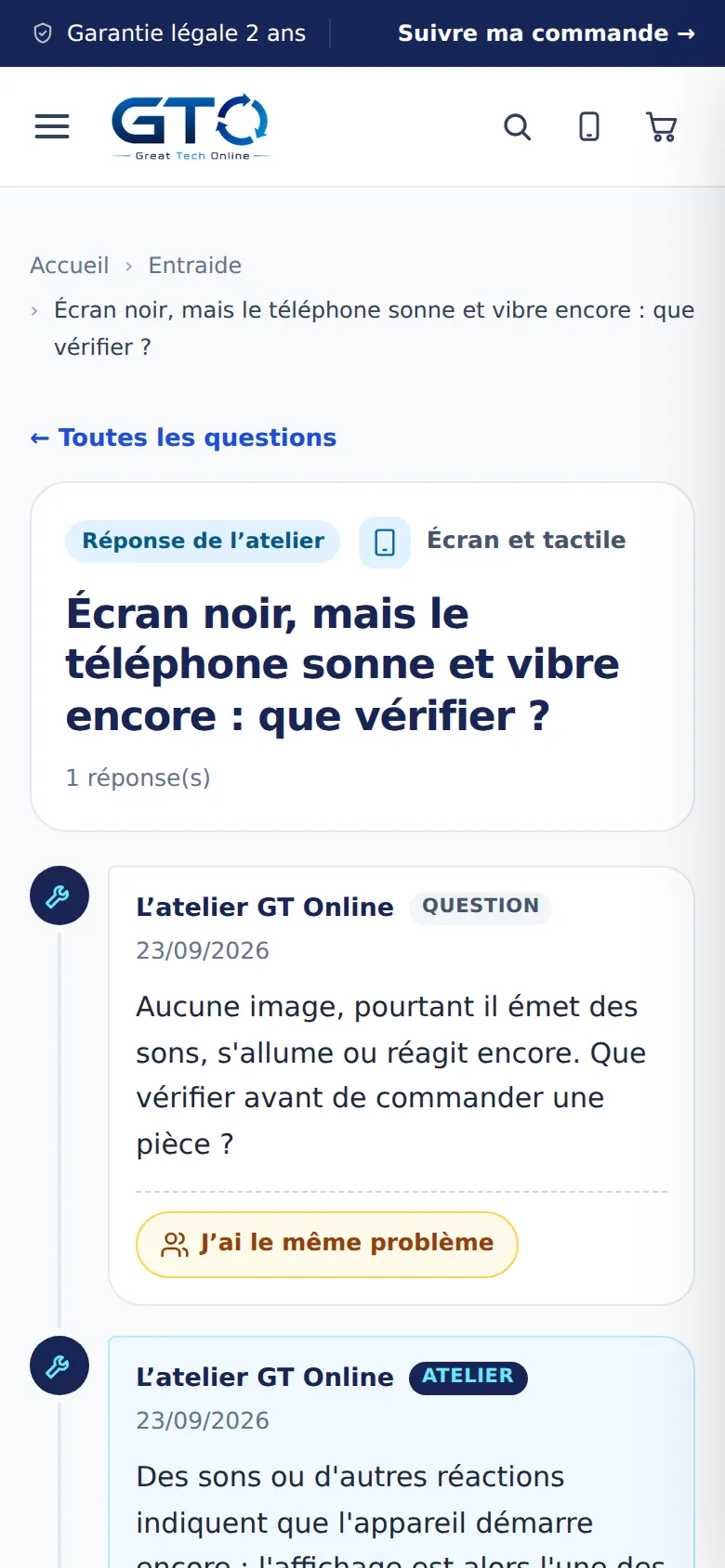 Une question résolue sur téléphone