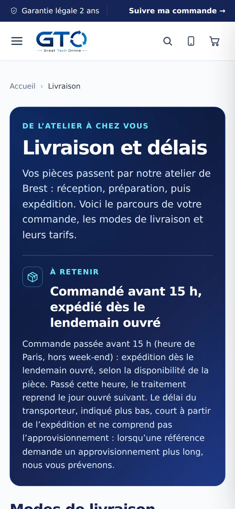 Livraison sur téléphone
