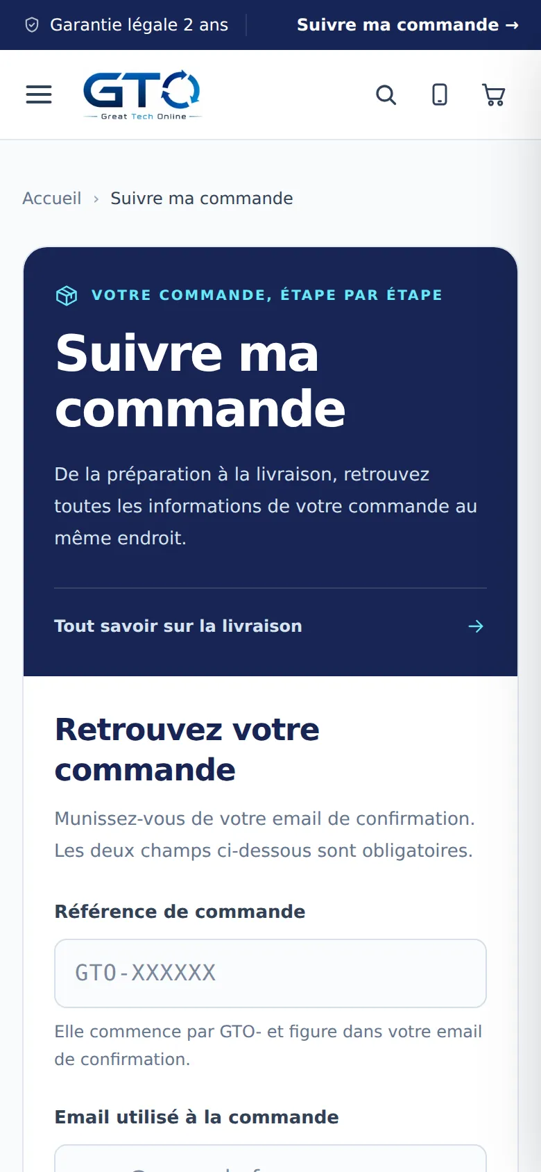 Suivi de commande sur téléphone