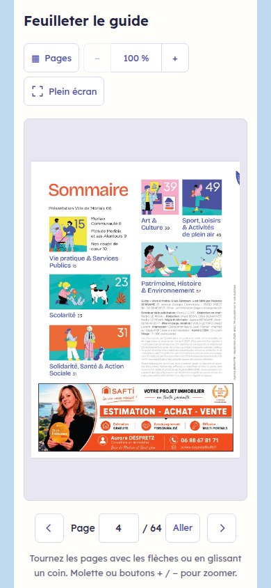Une page du guide dans la liseuse sur téléphone