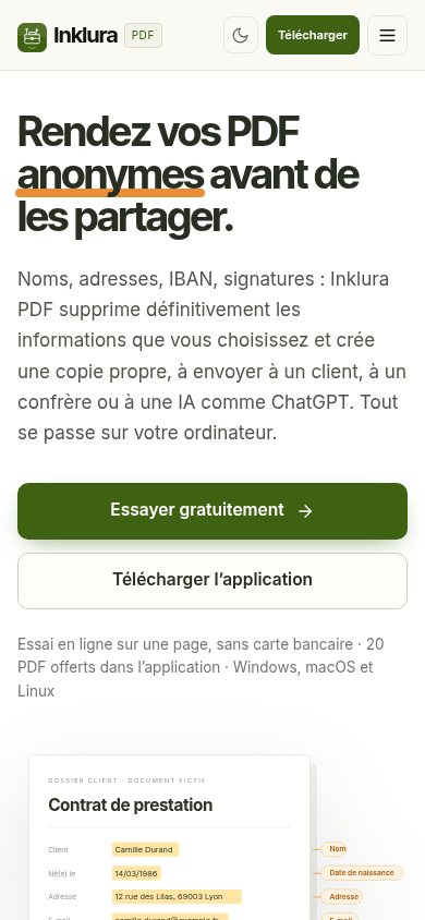 Le site de présentation sur téléphone