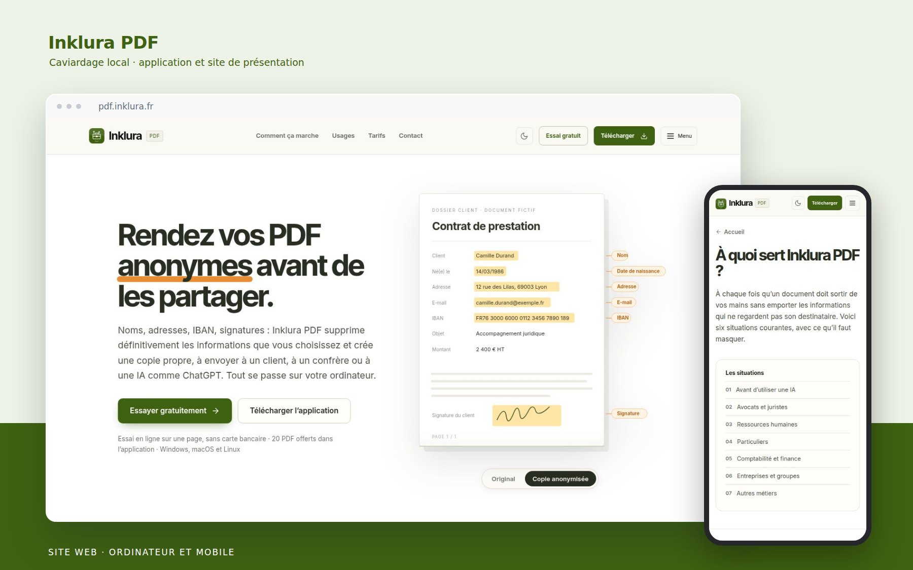 Inklura PDF : caviardage local et assistant IA