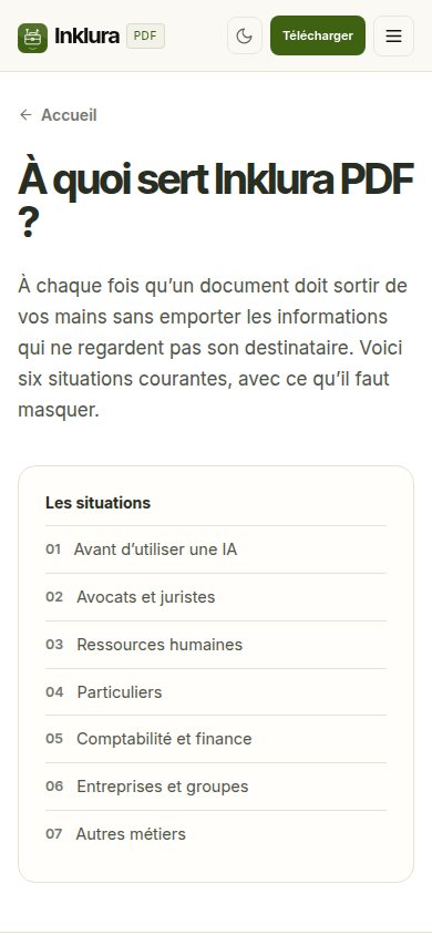 La page des usages sur téléphone