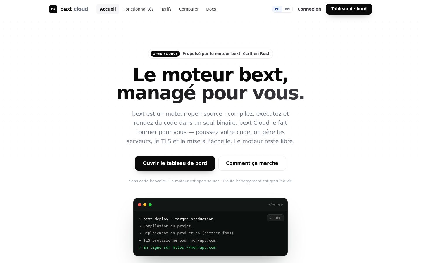 bext Cloud, Hébergement managé