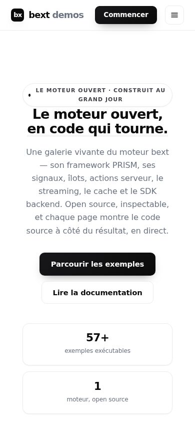 bext Démo, Exemples exécutables